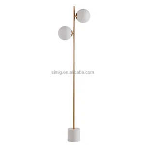 Simig lighting lamp Creative golden metal floor lamp marble base 2 light led floor lamp