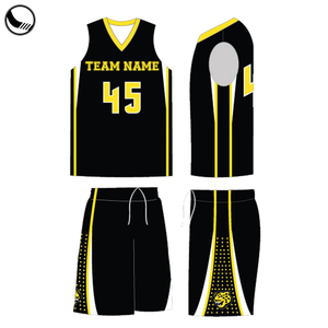 2018 Jersey Ontwerpen Voor Basketbal Zwart Geel - Product Image 2