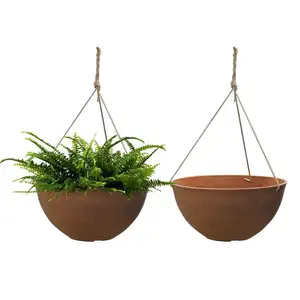 outdoor terracotta pots Hanging Planters Flower Pot Terracotta - 2 Pack 13Inch Unbreakable Resin Planters Indoor Outdoor Patio B