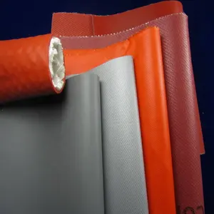 red grey silicone rubber coated glass fiber cloth fabric/High Temperature fabric