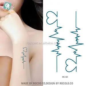 Adesivo de tatuagem temporária à prova d'água, HC-62/atacado, design tribais de coração