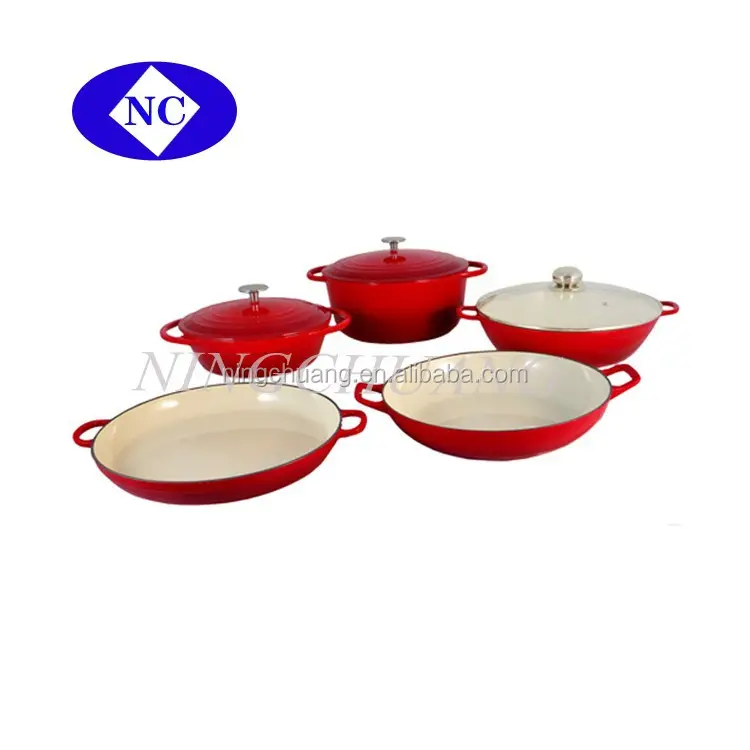 Hot Nieuwe Producten Voor 2015 Kleurrijke Keukengerei Gietijzeren Emaille Cookware Sets