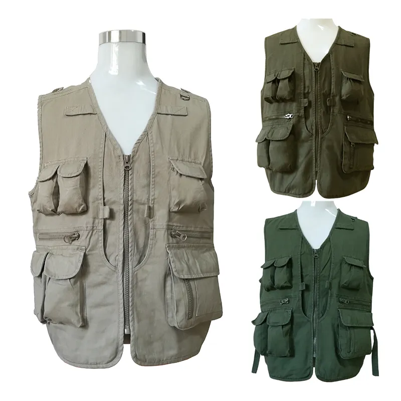 Gilet multi-poches pour hommes, veste extérieure sans manches, fonctions, veste capri, de camping, de pêche, de tir