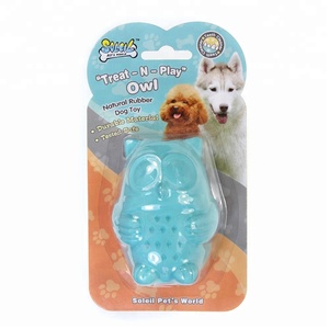 499 colori personalizzabili MOQ giocattoli da masticare giocattoli per animali domestici Gufo gomma dispenser cibo per cani durevole per chewing treat palla