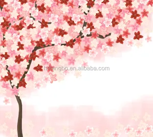 ورق حائط برسومات كرتونية من الزهور الوردية ، ورق حائط على الطراز الياباني لغرف نوم الأطفال ، ورق حائط شجرة الكرز