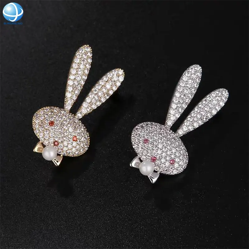 Leuke Strass Kleine Konijn Bunny Broche Veiligheidsspelden Voor Kinderen Fashion Sieraden Geschenken