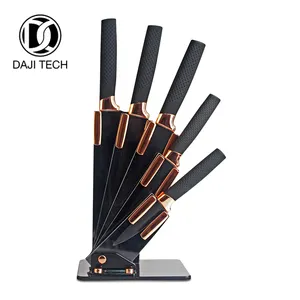 5pcs Black blade Ceramic Coating4"5"8" Kitchen Knife Set with Acrylic Block