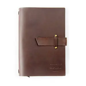 Vintage Style Real Leather Notebook Refillable Genuine Leather JournalとCustom Embossed Logo