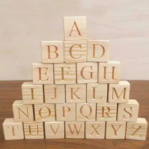 1.5 inch Grenen Hout 26 Engels alfabet blokken, Houten alfabet blokken, Baby douche blok