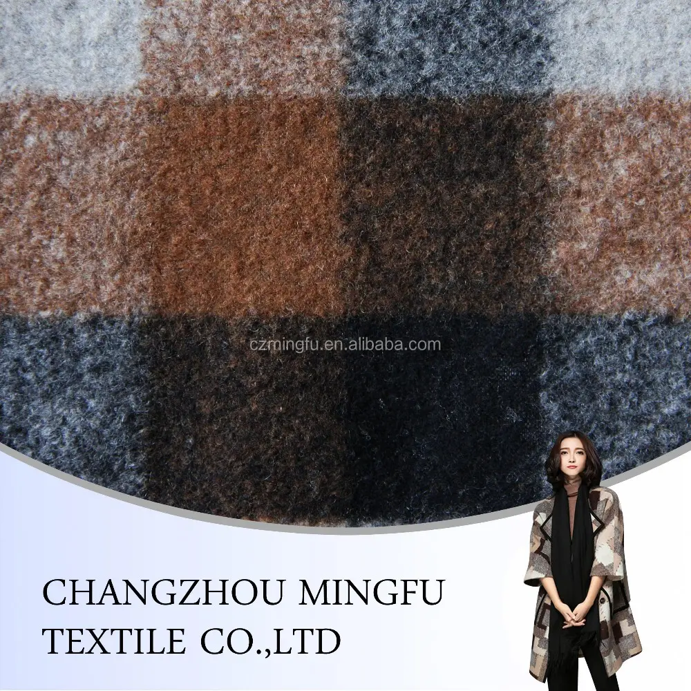 2017 nice 100% wool tweed fabric, tweed weave woolen fabric for overcoat