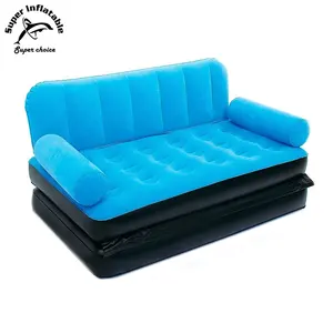 Flocked pvc relaxation air mattress bed double sofa Inflatable inflatable pvc sofa bed comfortable flocked surface living room sofa