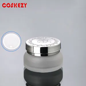 Rỗng Frosted Rõ Ràng <span class=keywords><strong>50Ml</strong></span> Lọ Kem Thủy Tinh Với Nắp Bạc, Trong Suốt Frosted Glass Mỹ Phẩm Bao Bì <span class=keywords><strong>Jar</strong></span> 30 Gam - Product Image 1
