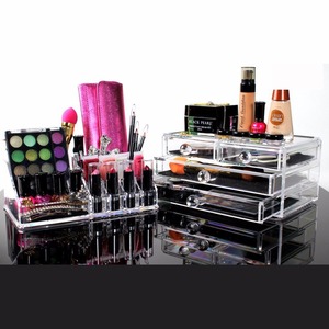 Organizzatore di Trucco acrilico Per Cosmetici di Stoccaggio-<span class=keywords><strong>2</strong></span> Pezzo di Qualità di Visualizzazione Per Make Up & Jewelry - Clear Organizer Caso supporto - Product Image 1