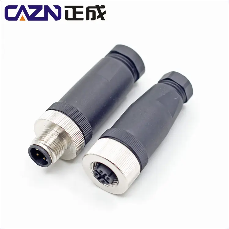 M12 conector de plástico wireable ip67, conectores industrial à prova d' água m12 com pg7 pg9