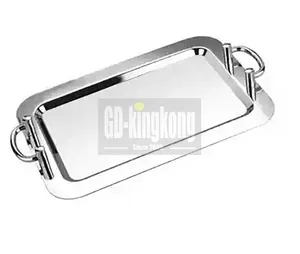 Gk Restaurant Dinnerware wholesale indian Baking stainless steel mirror serving plate/large square serving tray with handles