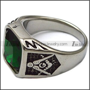 <span class=keywords><strong>Anello</strong></span> quadrato in <span class=keywords><strong>pietra</strong></span> <span class=keywords><strong>smeraldo</strong></span> verde con motivi massonici inciso in argento con Design Vintage - Product Image 4