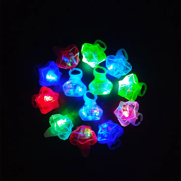 Party supplies colorful star shape flashing LED finger ring