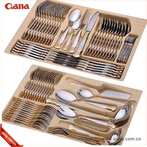 Ensemble de couverts QANA Factory Wholesale OEM, finition miroir, ensemble de vaisselle, couteau, fourchette, cuillère, couverts en acier inoxydable, spatule, pinces - Product Image 1