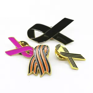 Màu Đen Nhận Thức Ribbon Ve Áo Pin Đen Ribbon Tưởng Niệm Tang Lễ Hồi Giáo Saint Lapel Pin