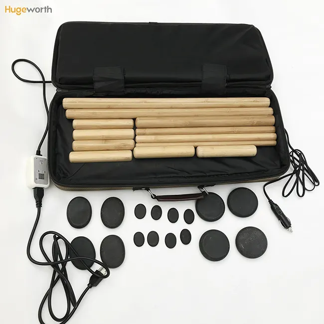 Cuerpo a relajarse Spa masaje eléctrico herramienta de bambú/masaje de piedras calientes conjunto para la venta