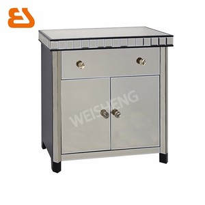 3 cajones <span class=keywords><strong>champagne</strong></span> espejo gabinete negro con patas de madera - Product Image 3