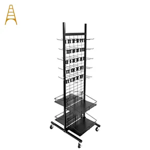 定制地板金属黑色挂钩袜子配件显示机架与轮子