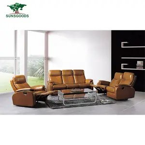 Fábrica de suministro eléctrico sillón reclinable sofá de cuero genuino de sillón reclinable Suite de sillones reclinables en venta