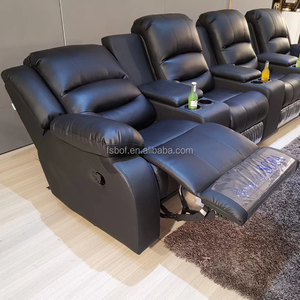 Juego de sofás reclinables para cine en casa, sillón Seccional de 4 asientos de cuero genuino, asientos de amor - Product Image 2
