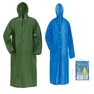 Fema factory Reusable waterproof adult Long winter PVC Raincoat with button