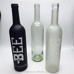 Lege Matzwarte Logo Gedrukt Donker Matte Glazen Rode Wijnfles Met Kurk 750Ml - Product Image 5