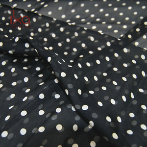 100% Pure Natuurlijke Zijde Materiaal Stip 6 MM Gedrukt Transparante Zijde <span class=keywords><strong>Chiffon</strong></span> Stof voor Jurken