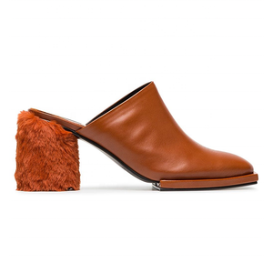 Dames Talon Haut Talon En Cuir Fourrure Pantoufle Chaussures - Product Image 6