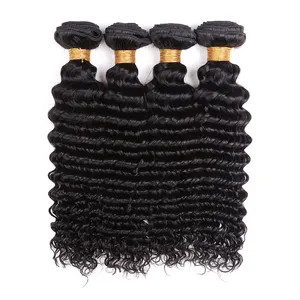 Brazilian Deep <strong>Curly</strong> Bundles 100g/ <strong>Piece</strong> Unprocessed Virgin Human <strong>Hair</strong> Extension Natural Color <strong>Hair</strong> Weaving - Product Image 1