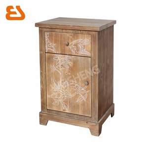 1 cajones 1 puertas <span class=keywords><strong>de</strong></span> madera mesita <span class=keywords><strong>de</strong></span> noche con tallado patrón <span class=keywords><strong>de</strong></span> flores y pájaros - Product Image 1