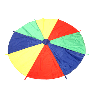 Jeu de travail d'équipe éducative, pour enfants en <span class=keywords><strong>maternelle</strong></span>, 10 pièces, poignées, jouet <span class=keywords><strong>Parachute</strong></span> arc-en-ciel - Product Image 5