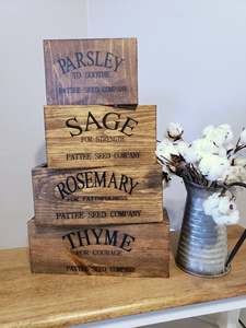 Ensemble de 3 jardinières <span class=keywords><strong>en</strong></span> <span class=keywords><strong>bois</strong></span> rustique pour herbes, style vintage, caisses <span class=keywords><strong>en</strong></span> <span class=keywords><strong>bois</strong></span> décoratives, contenants de rangement pour la maison, la cuisine et le <span class=keywords><strong>jardin</strong></span> - Product Image 5