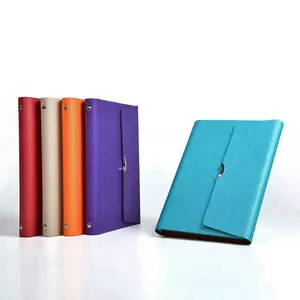 A5 Ring Binder Notebook Kulit PU Hard Cover Jurnal Warna-warni Loose-Leaf Line Halaman Magnetic Penutupan Notebook