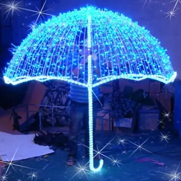 3D Umbrella Outdoor Indoor Waterproof Custom Pattern Park Square Luminous Decoration Theme Led Motif Light