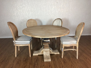 <span class=keywords><strong>Table</strong></span> à manger ronde de <span class=keywords><strong>grande</strong></span> taille en <span class=keywords><strong>bois</strong></span> massif de chêne avec plateau et base en acier inoxydable MRS WOODS - Product Image 5