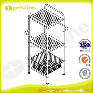 Modern <b>Metal</b> Kitchen & Bathroom Storage Rack Furniture with Wheels <b>Corner</b> Mounted Steel & Hotel on Ebay Taiwan Sale for Home TW - Product Image 3