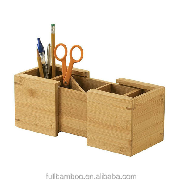 Expandable Bamboo Office Stationery Storage Organizer