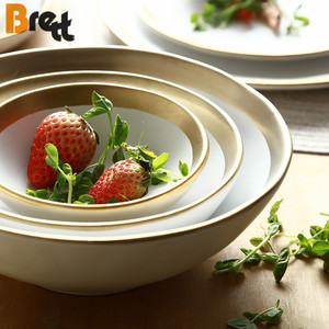 <span class=keywords><strong>Set</strong></span> di stoviglie in ceramica eco-friendly in stile europeo Brett bianco <span class=keywords><strong>e</strong></span> nero piatto da pranzo ristorante con bordo in <span class=keywords><strong>oro</strong></span> - Product Image 2