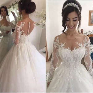 Elegante <span class=keywords><strong>abito</strong></span> di Sfera di <span class=keywords><strong>Tulle</strong></span> <span class=keywords><strong>Maniche</strong></span> Lunghe Da Sposa <span class=keywords><strong>Abito</strong></span> Da Sposa - Product Image 1
