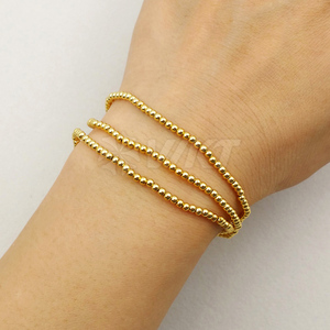 WT-B373 Wholesale Simple <strong>Bracelet</strong> Pure Brass <strong>Beads</strong> <strong>Bracelet</strong> With 24K Real <strong>Gold</strong> Electroplate Brass <strong>Beads</strong> <strong>Bracelet</strong> - Product Image 4