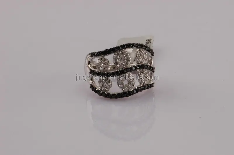 Bague en argent 925 avec incrustation de diamant faux anneaux design plaqué or noir anneaux bijoux