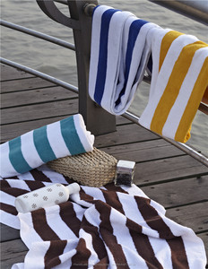En gros <span class=keywords><strong>Coton</strong></span> Jaune et Blanc Cabana Stripe Serviettes De Plage - Product Image 6