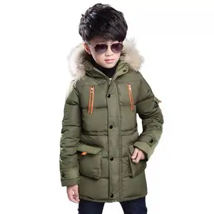 Ysmarket 120-170Cm Kinderen Winter Dragen Jongens Donsjack Lange Mouwen Zip Zakken Hooded Warm Houden Gewatteerd Jas mode Kleding