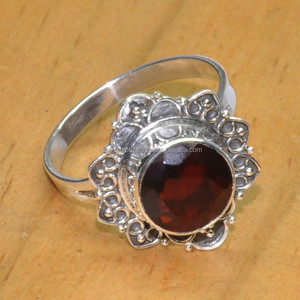 925 Sterling Silver Vintage Bezel Setting <b>Ring</b> Cut <b>Garnet</b> Gemstone Fashionable Wedding Gift for Parties - Product Image 4
