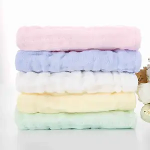 Groothandel Nieuwe 6-Layer Mousseline Zuivere Katoenen Gaas Badhanddoek Washandje Baby Gezicht Schoonmaken Haak handdoek zakdoek voor baby