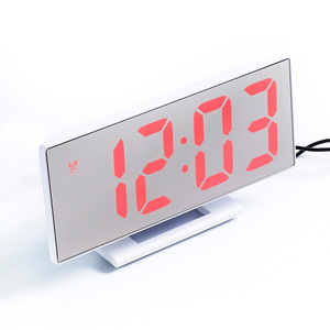 Zogift Hot มัลติฟังก์ชั่กระจกดิจิตอลพื้นผิวจอแสดงผล Snooze เวลาไฟ <span class=keywords><strong>LED</strong></span> กลางคืนนาฬิกาปลุกเดสก์ท็อป